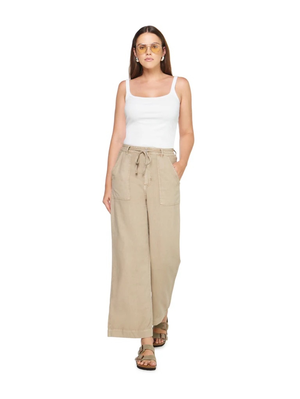Articles of Society Emme Linen Soft Pant Drawstring Detail Size 6/28 Dune Brown